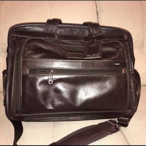 Tumi brown leather laptop case